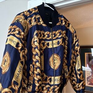 Chanel Navy and Gold Chain Print Jacket